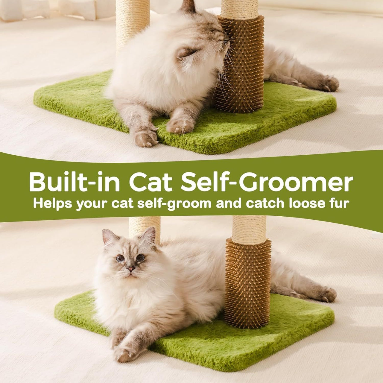 Árbol para gatos Mewoo grande para gatos adultos - Rascador de varios niveles con percha extraíble y juguetes interactivos, mueble de interior para gatitos, color verde