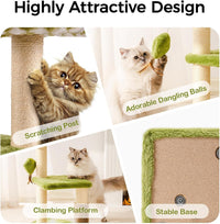 Thumbnail for Árbol para gatos Mewoo grande para gatos adultos - Rascador de varios niveles con percha extraíble y juguetes interactivos, mueble de interior para gatitos, color verde