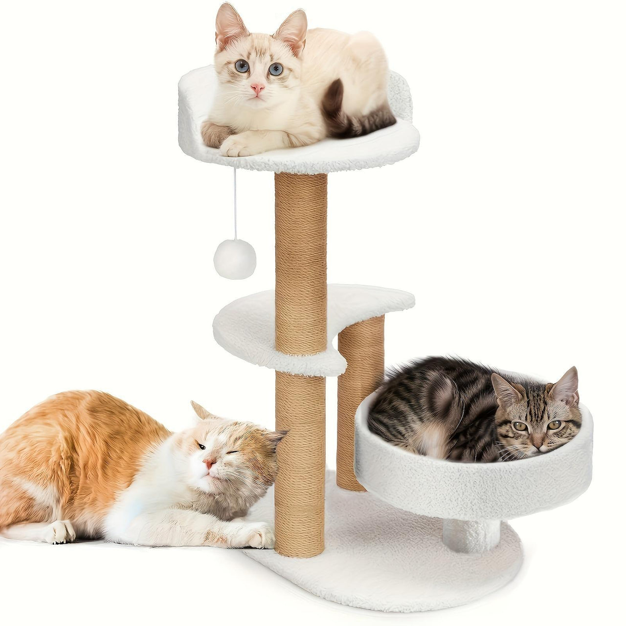 Árbol para gatos multicapa, mueble de interior para gatos con poste rascador y pelota interactiva, gran valor para el consumo de mascotas.