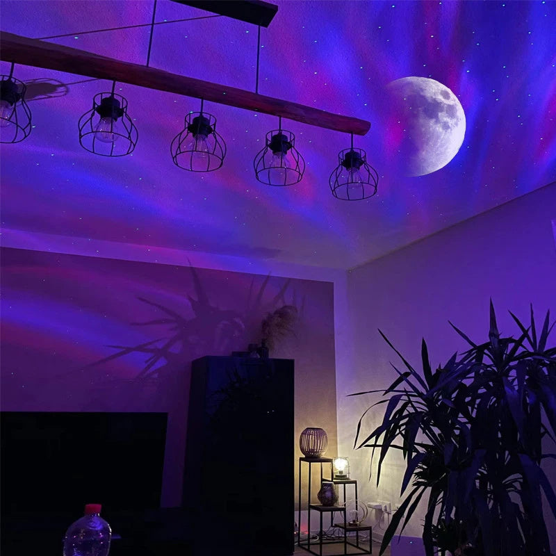 Proyectores de luz de estrellas Aurora Borealis LED, atmósfera de galaxia, luz nocturna de galaxia, lámpara de cielo y luna para el hogar, decoración de habitación, regalo