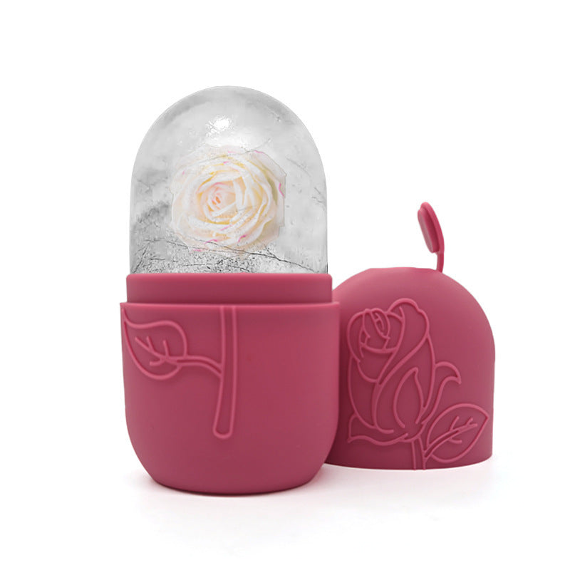 Masajeador facial con bandeja de hielo y rodillo para aliviar la hinchazón