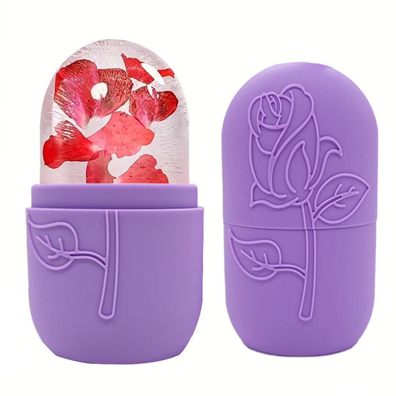 Masajeador facial con bandeja de hielo y rodillo para aliviar la hinchazón