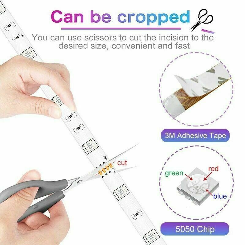 NUEVA tira de LED RGB 5050 con control remoto Bluetooth, luces traseras de TV para bar y sala