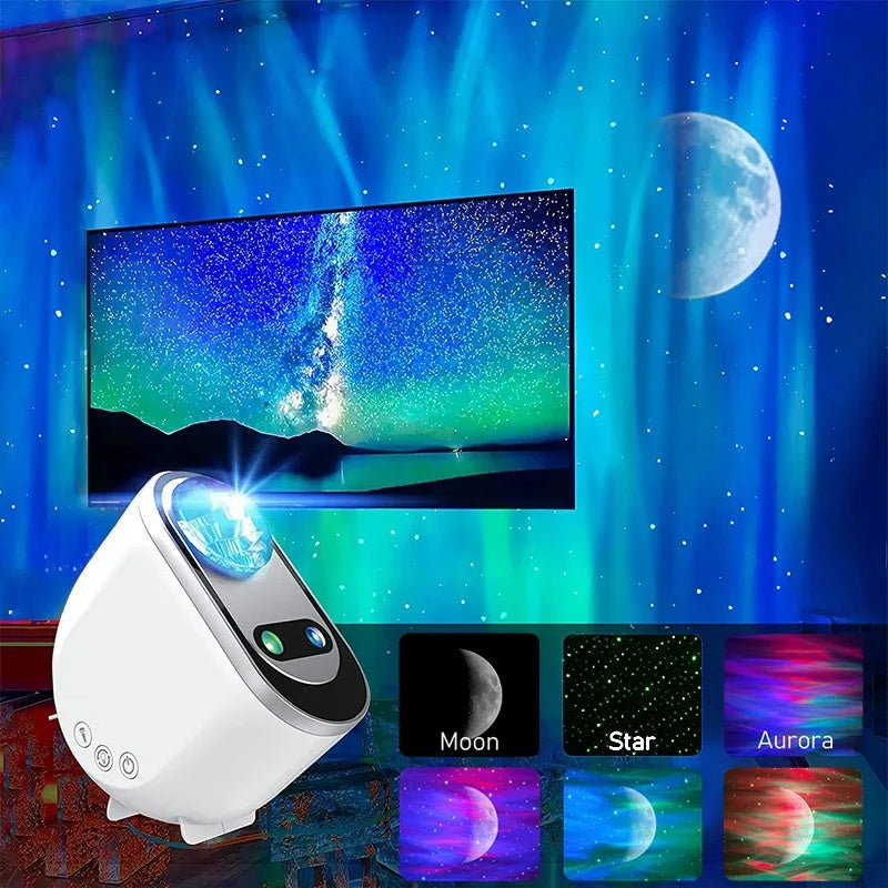 Proyectores de luz de estrellas Aurora Borealis LED, atmósfera de galaxia, luz nocturna de galaxia, lámpara de cielo y luna para el hogar, decoración de habitación, regalo